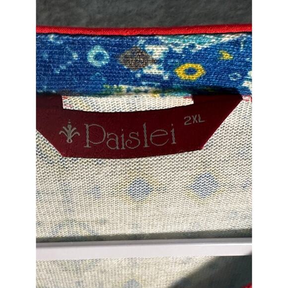 Paislei Sz 2X Long Sleeve Maxi Dress Geometric Aztek Mix Media Faux‎ Wrap Boho - Picture 3 of 11